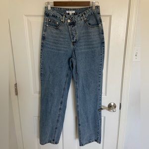 Cloud Ten Asymmetrical Waistline Medium Wash Jeans